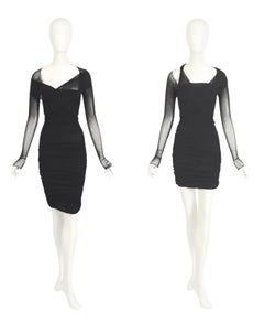 Giorgio di Sant' Angelo vintage 1989 documented black stretch net wrap dress