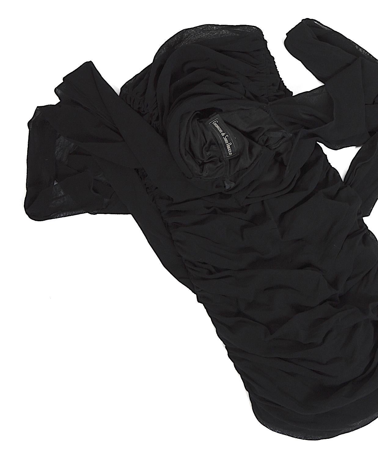 Giorgio di Sant' Angelo vintage 1989 documented black stretch net wrap dress For Sale 16