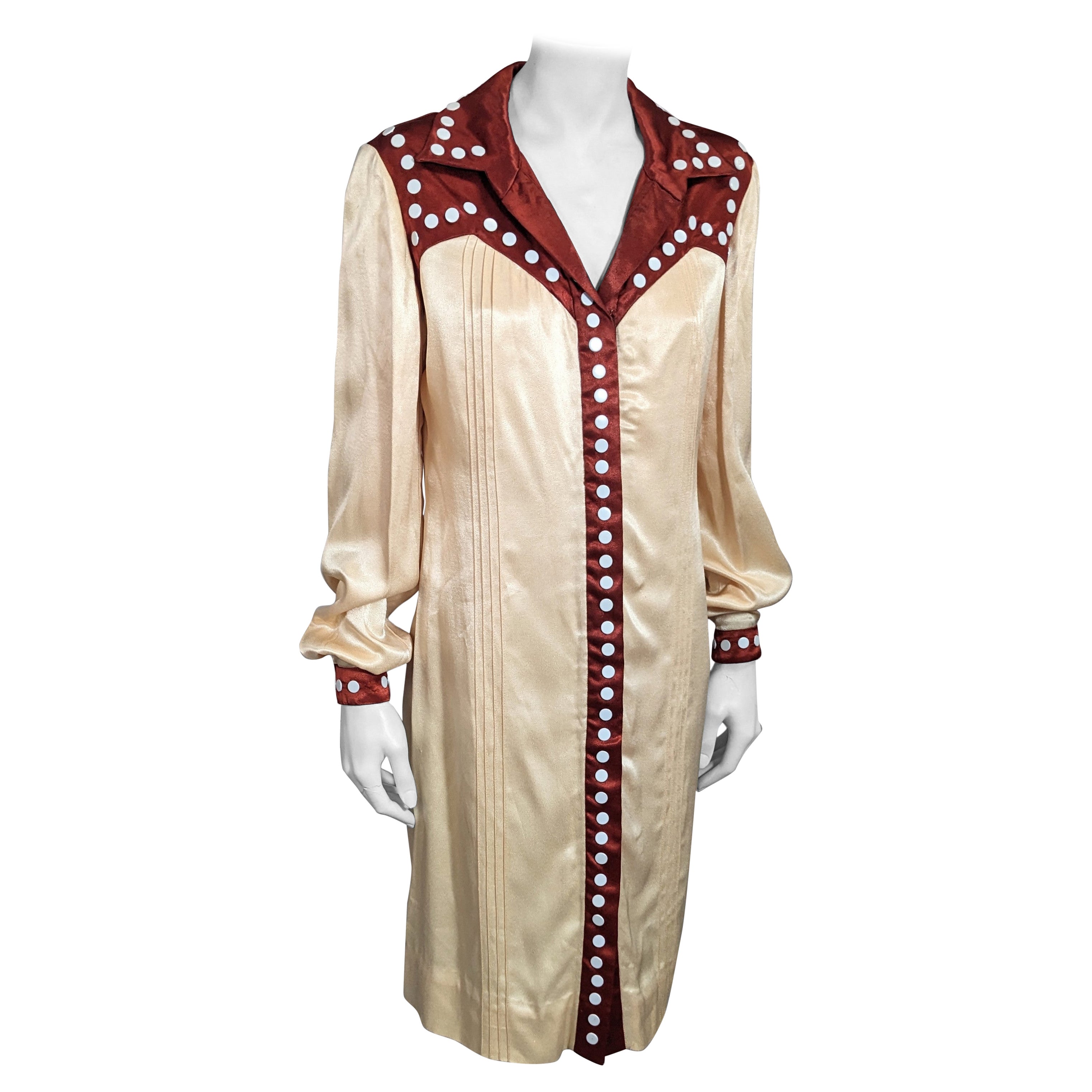 Giorgio di Sant' Angelo - Robe chemise en satin d'inspiration occidentale en vente