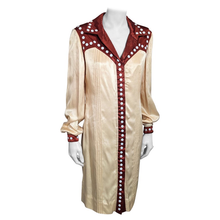 Giorgio Di Sant' Angelo Western Inspired Satin Shirt Dress Giorgio Di Sant' Angelo Western Inspired Satin Shirt Dress