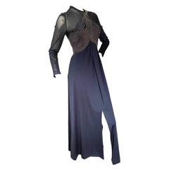 Giorgio di Sant'Angelo Disco Era Vintage Black Evening Dress w Studded Details