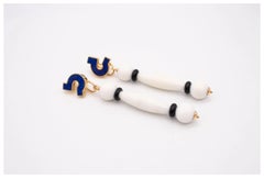 Giorgio Facchini, 1980 Memphis Lange Ohrringe aus 18 Karat Gelbgold mit Edelsteinen