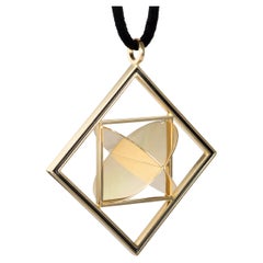 Giorgio Facchini Artist Jewel Large Enamel and 18 Karat Gold Pendant, 1977