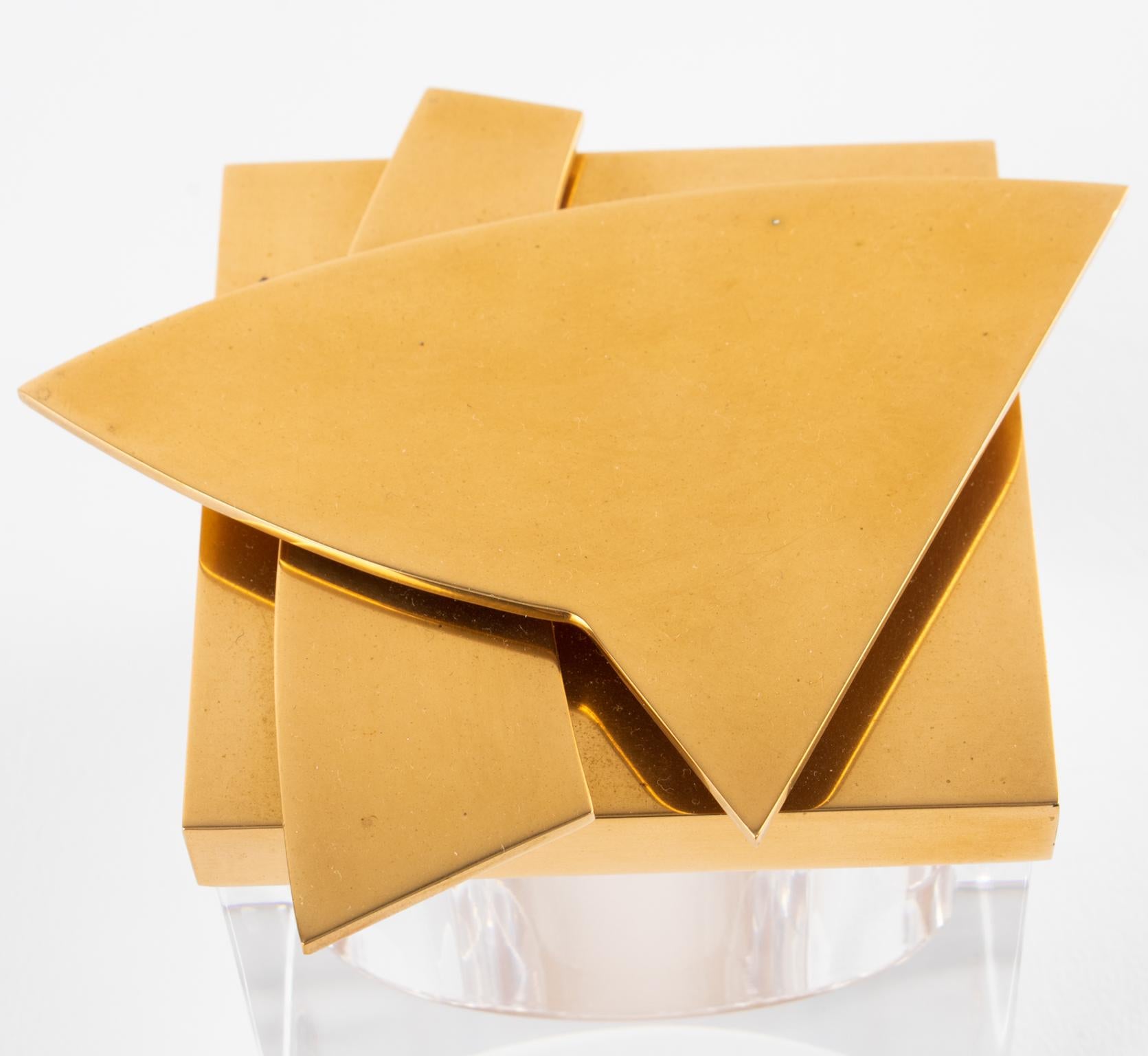 Caja de lucita y latón de edición limitada de Giorgio Facchini, hacia 1970 en venta 7