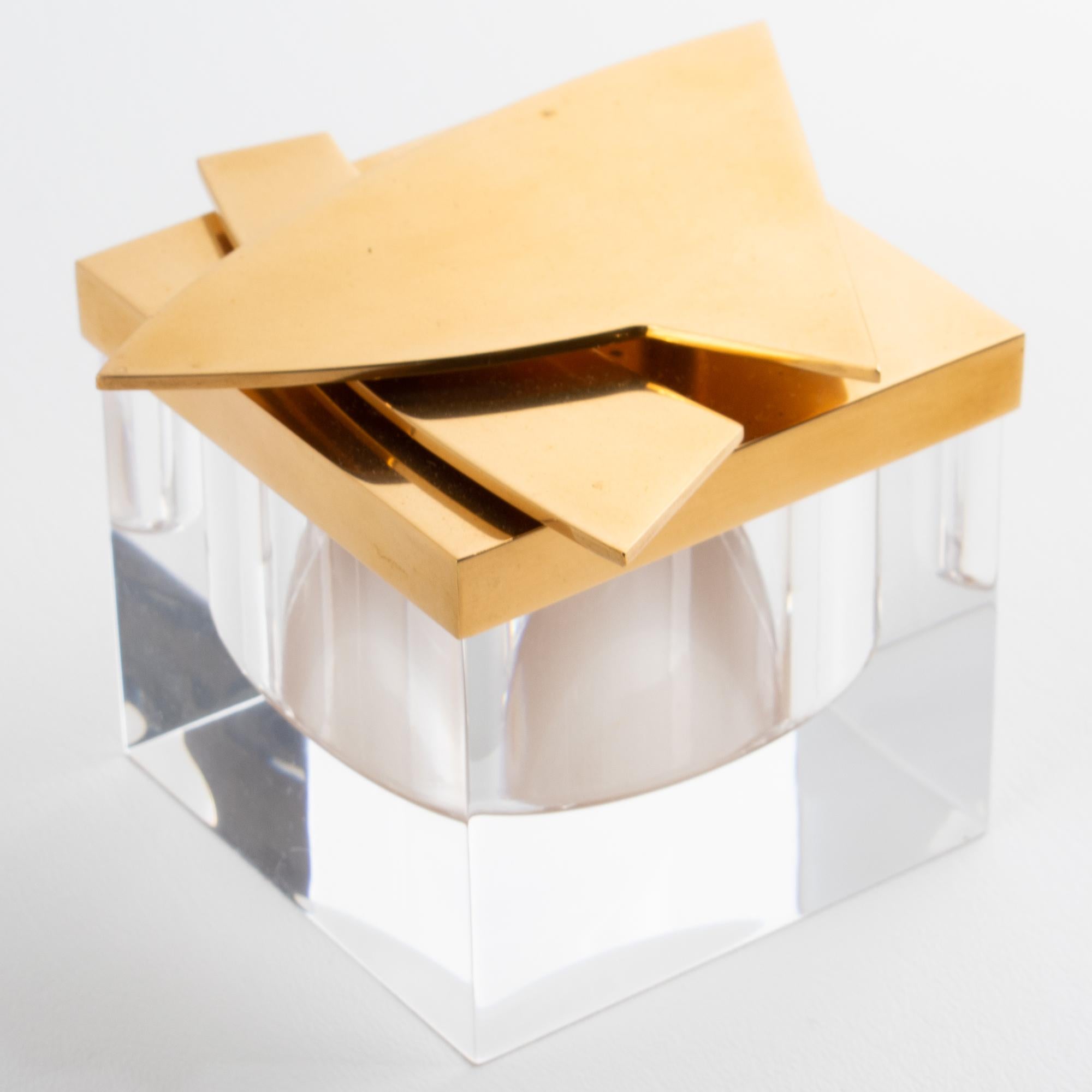 Caja de lucita y latón de edición limitada de Giorgio Facchini, hacia 1970 Moderno de mediados de siglo en venta