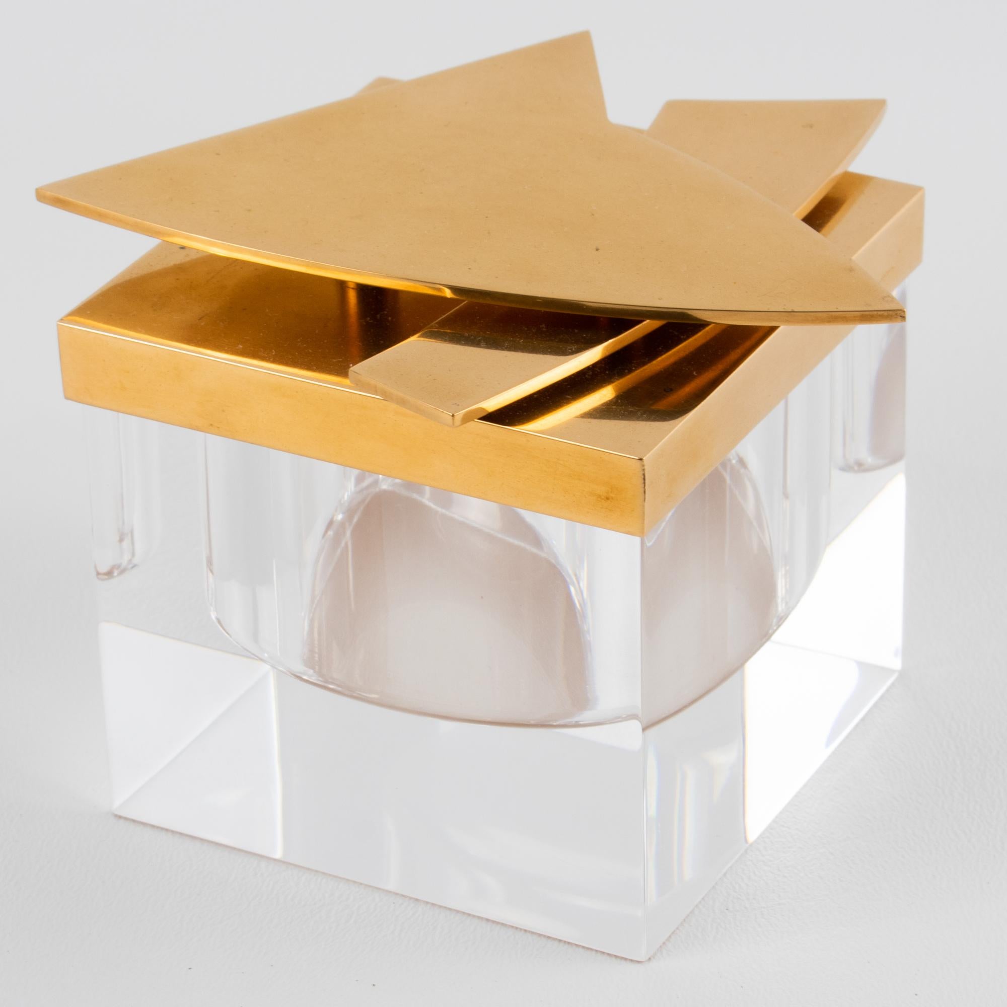 Caja de lucita y latón de edición limitada de Giorgio Facchini, hacia 1970 Italiano en venta