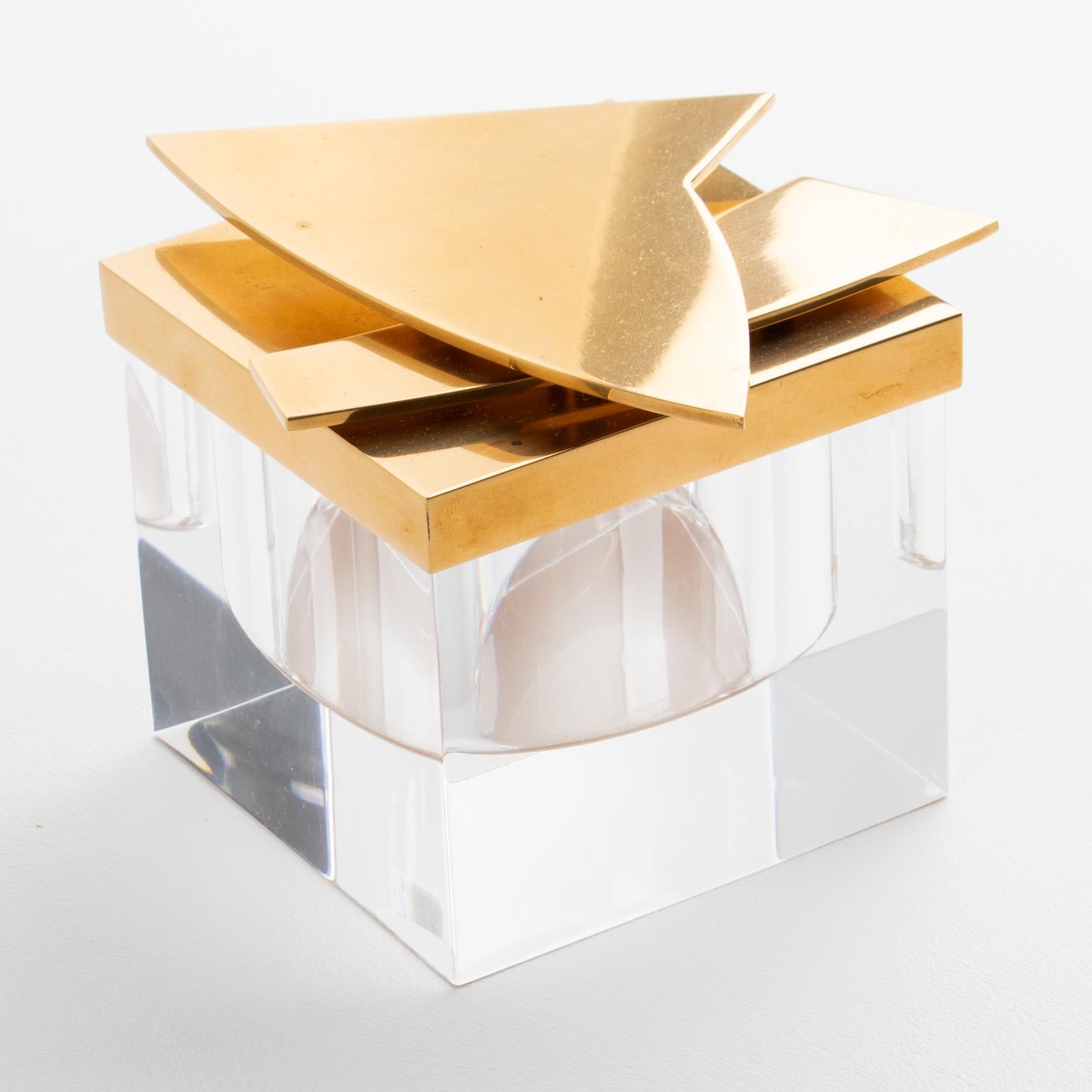 Caja de lucita y latón de edición limitada de Giorgio Facchini, hacia 1970 en Excelente estado para la venta en Atlanta, GA