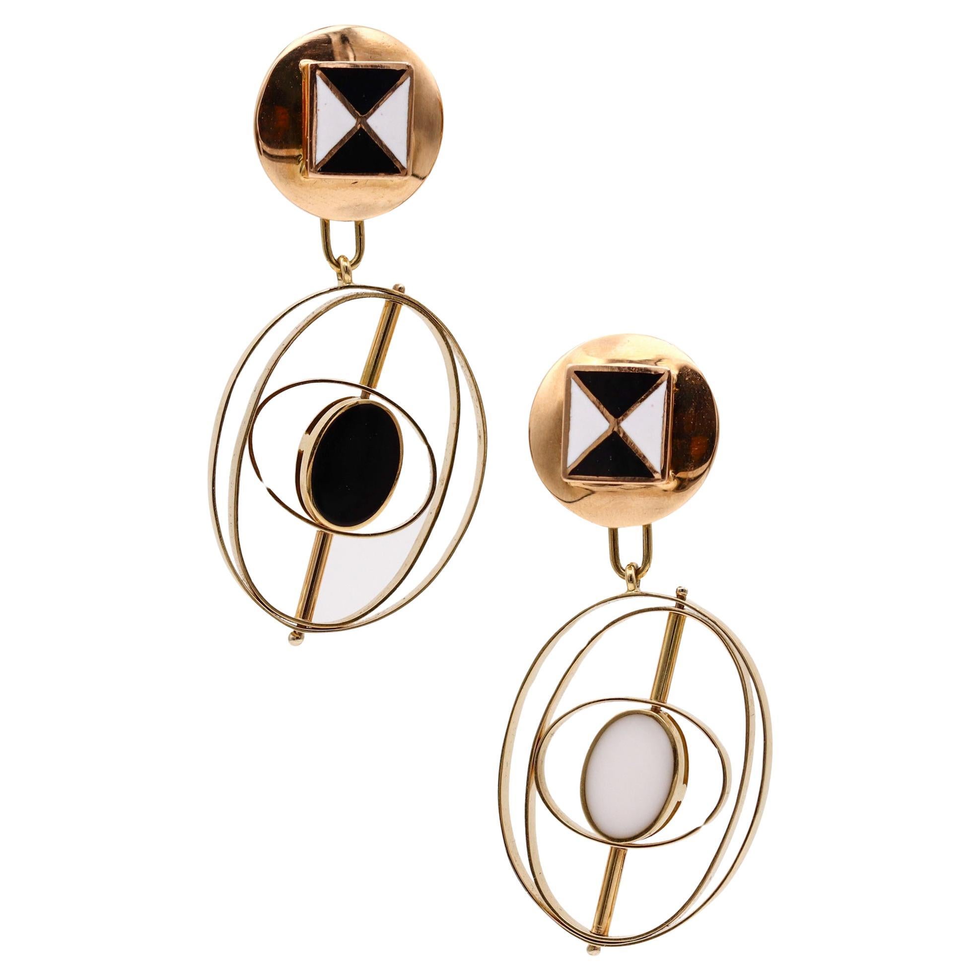 Giorgio Facchini Sculptural Kinetic Convertible earrings In 18Kt Yellow Gold For Sale