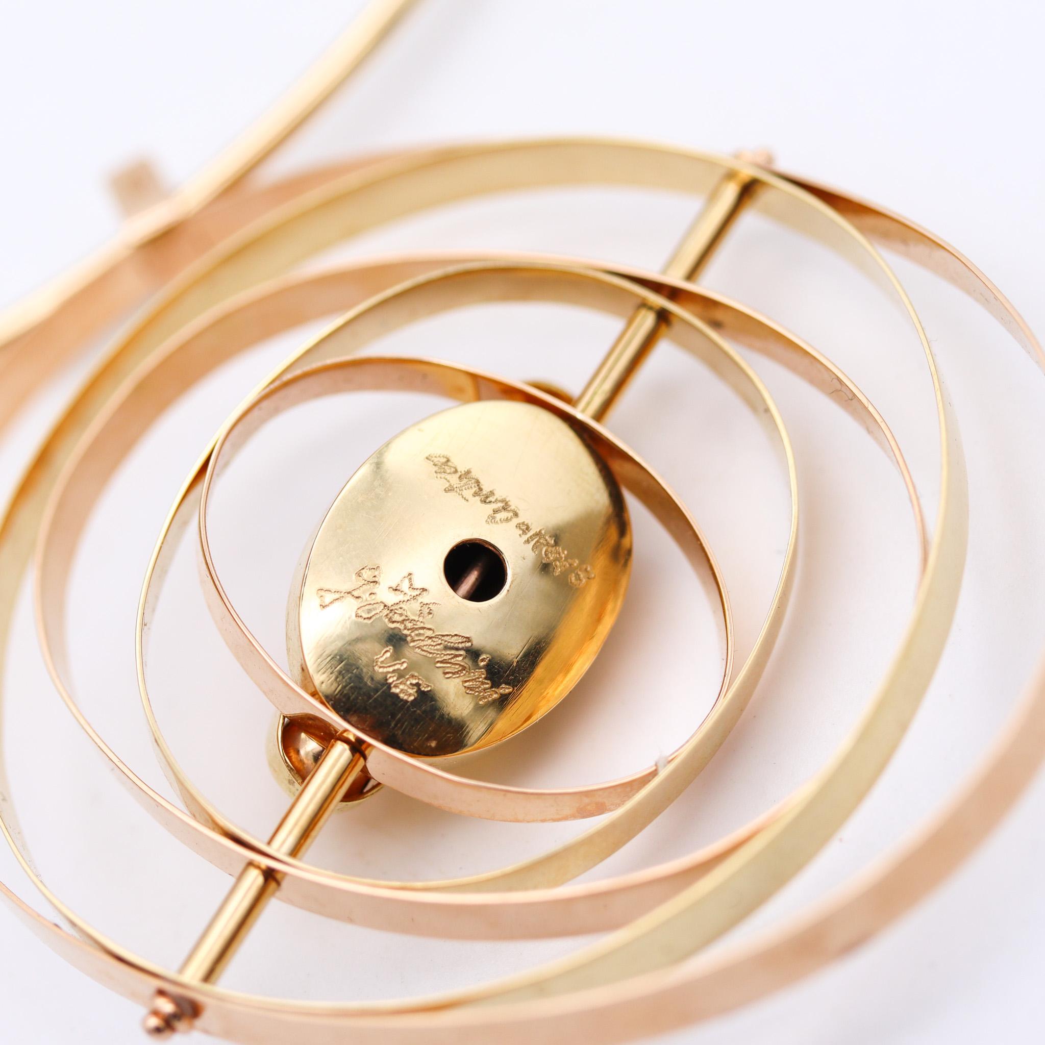 Giorgio Facchini Sculptural Kinetic Orbital Necklace In 18Kt Yellow Gold In Excellent Condition For Sale In Miami, FL