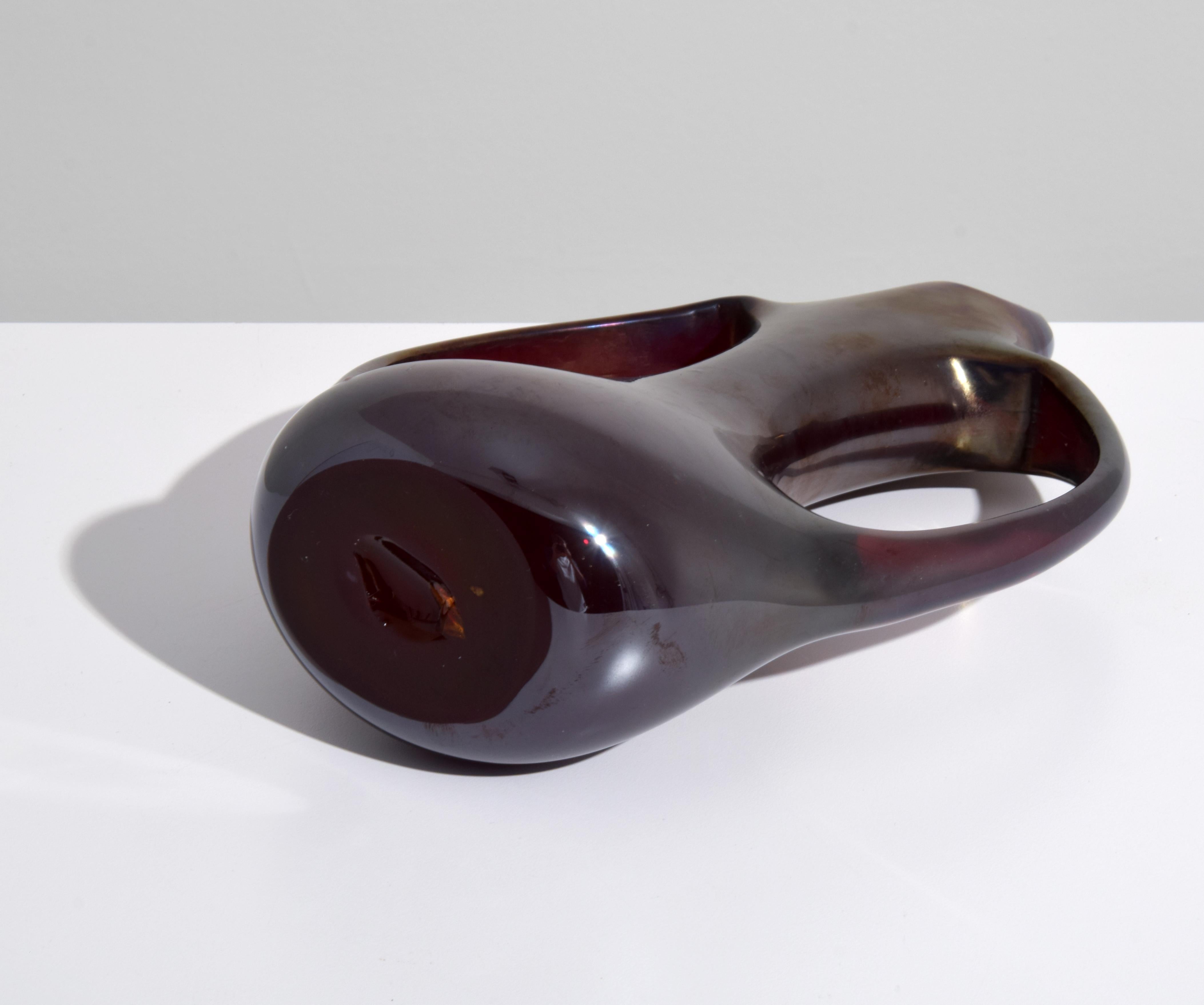 Glass Giorgio Ferro “Anse Volante” Vase, Murano For Sale