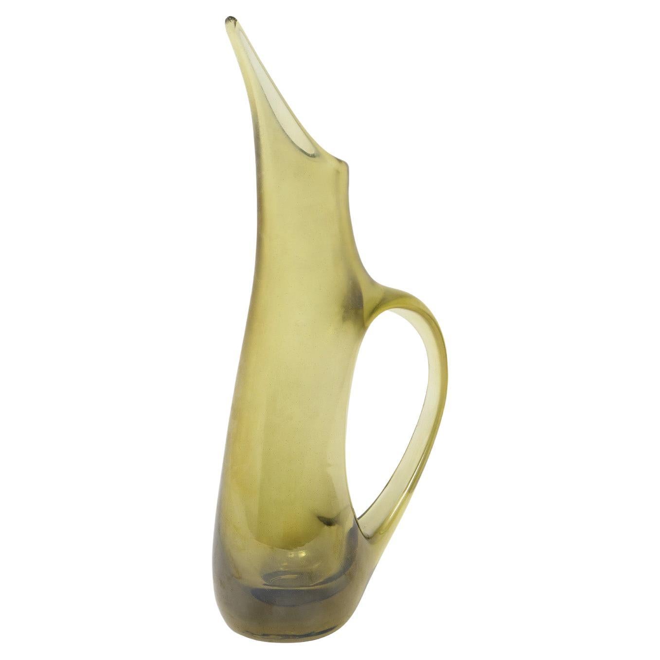 Vase "Anse Volante" en verre ambré soufflé à la main par Giorgio Ferro, 1952 en vente