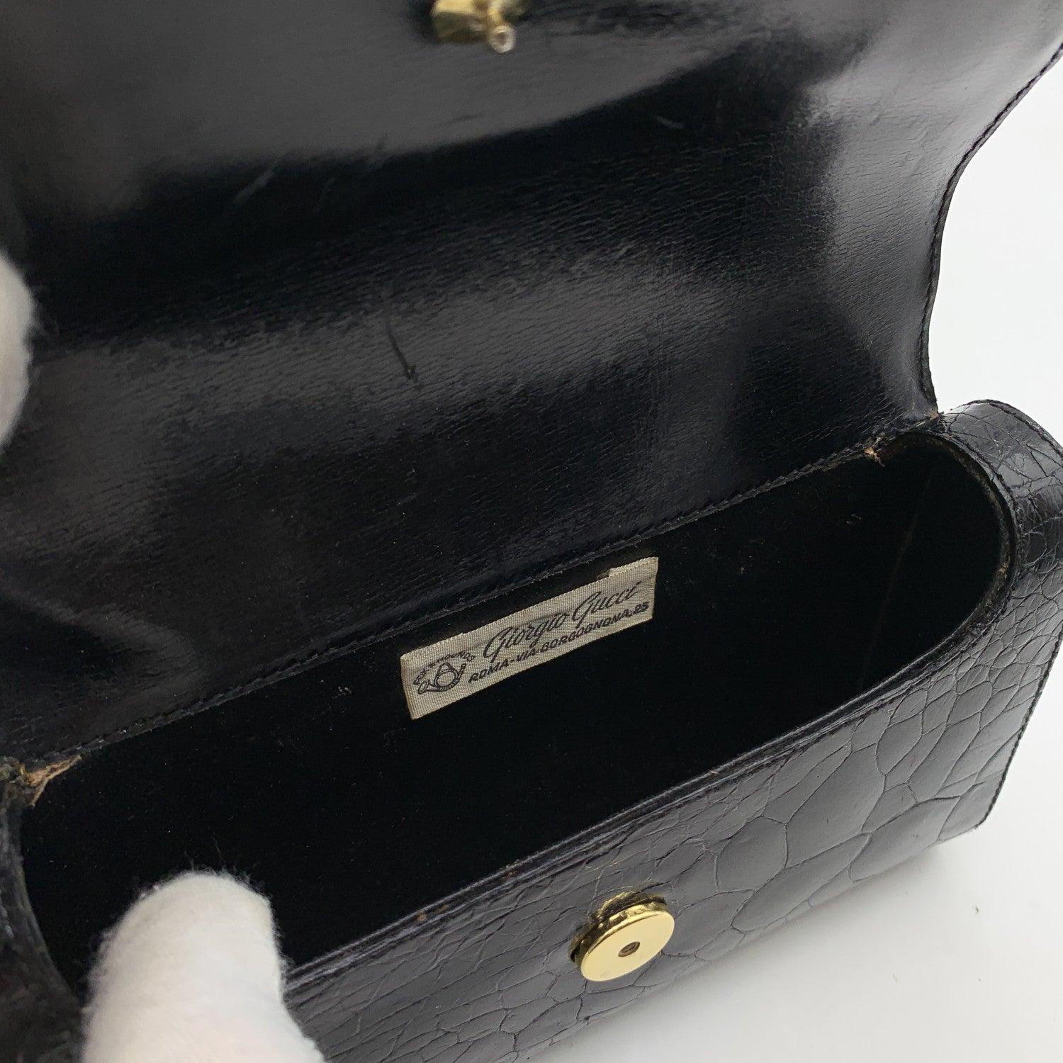 Giorgio Gucci Vintage Schwarze Leder-Clutch/Handtasche im Angebot 1
