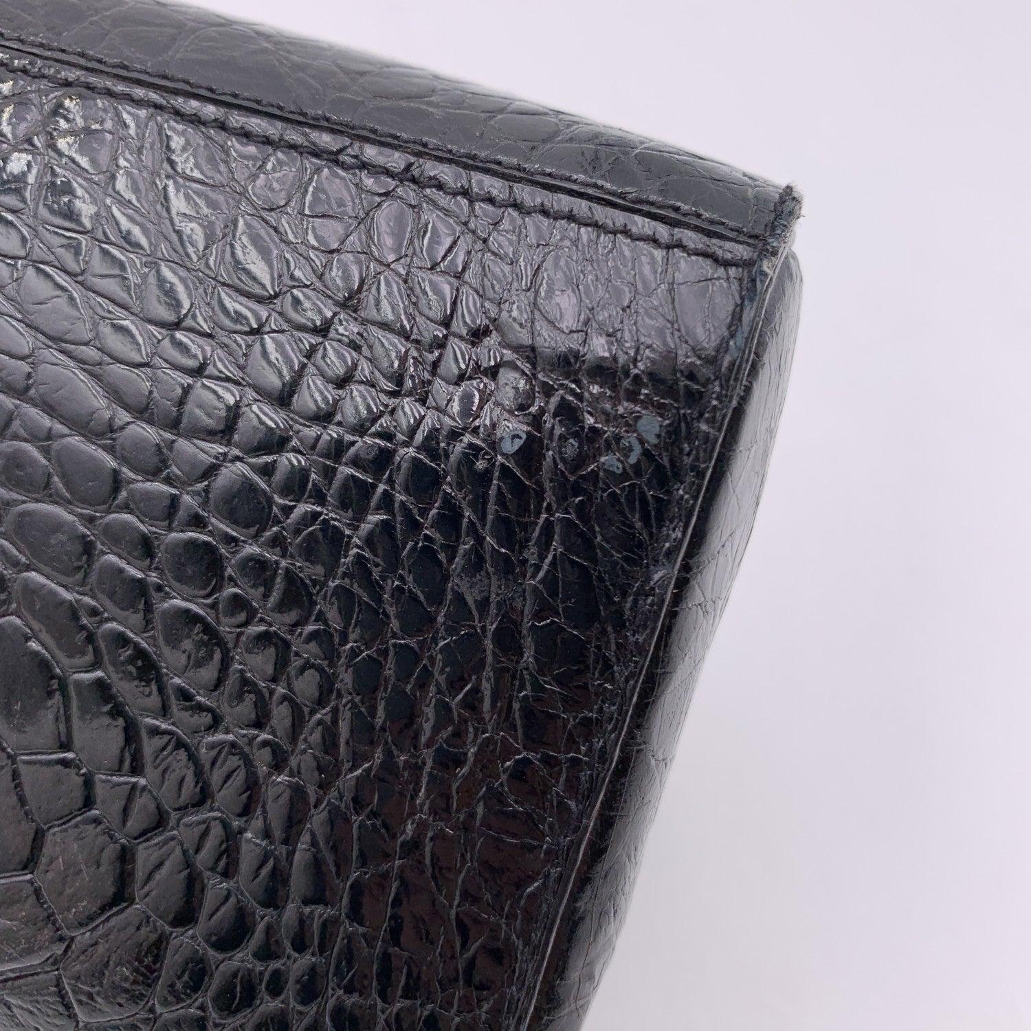 Giorgio Gucci Vintage Black Leather Clutch Bag Handbag For Sale 2