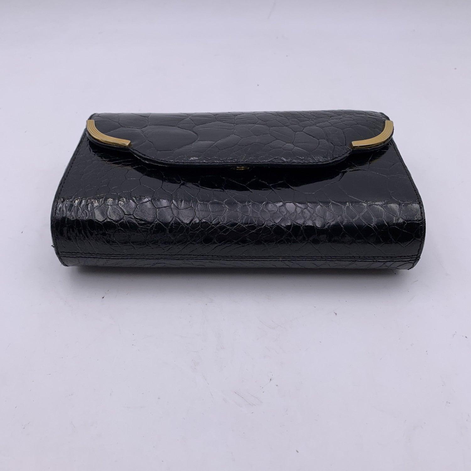 Giorgio Gucci Vintage Schwarze Leder-Clutch/Handtasche im Angebot 3