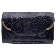 Giorgio Gucci Retro Black Leather Clutch Bag Handbag