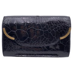 Giorgio Gucci Vintage Schwarze Leder-Clutch/Handtasche