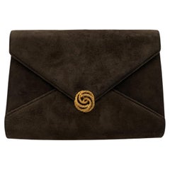 Giorgio Gucci Vintage Brown Suede Clutch Bag Handbag