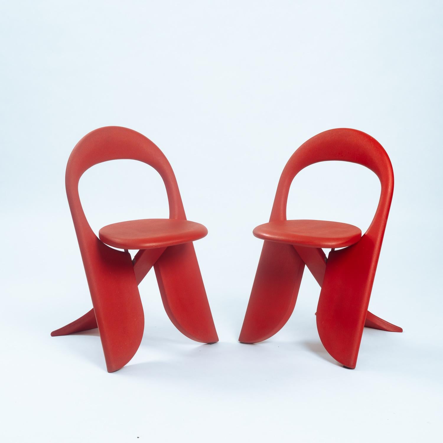 Sillas plegables rojas Giorgio Gurioli Filly, Italia, años 80 Metal
