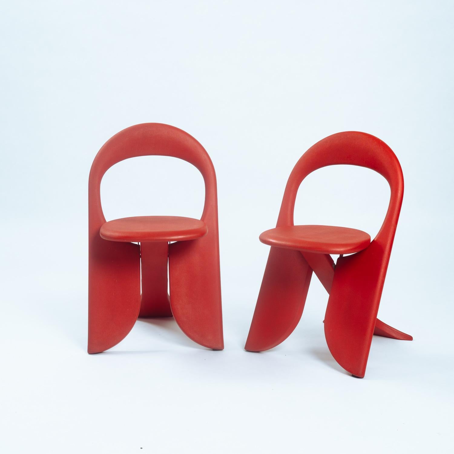 Sillas plegables rojas Giorgio Gurioli Filly, Italia, años 80 1