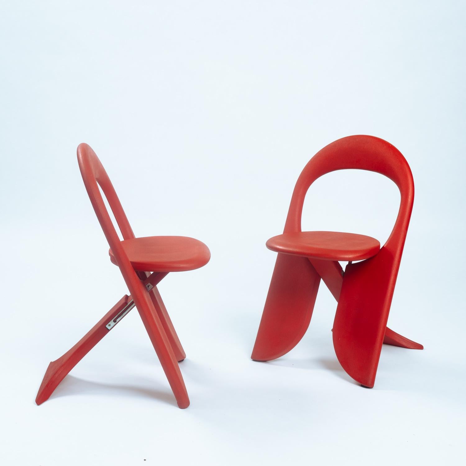 Sillas plegables rojas Giorgio Gurioli Filly, Italia, años 80 2