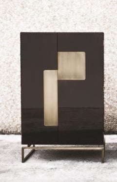 Giorgio I Oxblood Glossy Lacquer And Light Bronze Metal Cabinet by Casa Casati