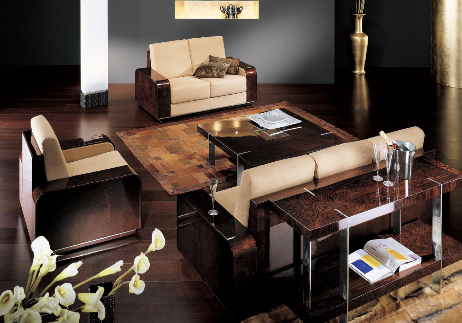 European Giorgio Italian Art Deco 3 Seat Suede Sofa Curly Sycamore High Gloss Finish For Sale