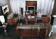 Giorgio Italian Paradiso Sofa Palissandro Brasiliano Satinato Wood Wood Brown Pelle