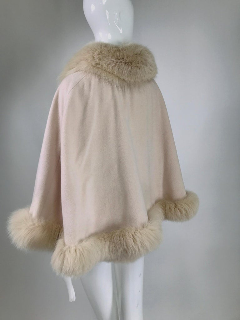 Giorgio Italy Pale Pink Cashmere Cape and Vest with Fox Fur Trim at 1stDibs