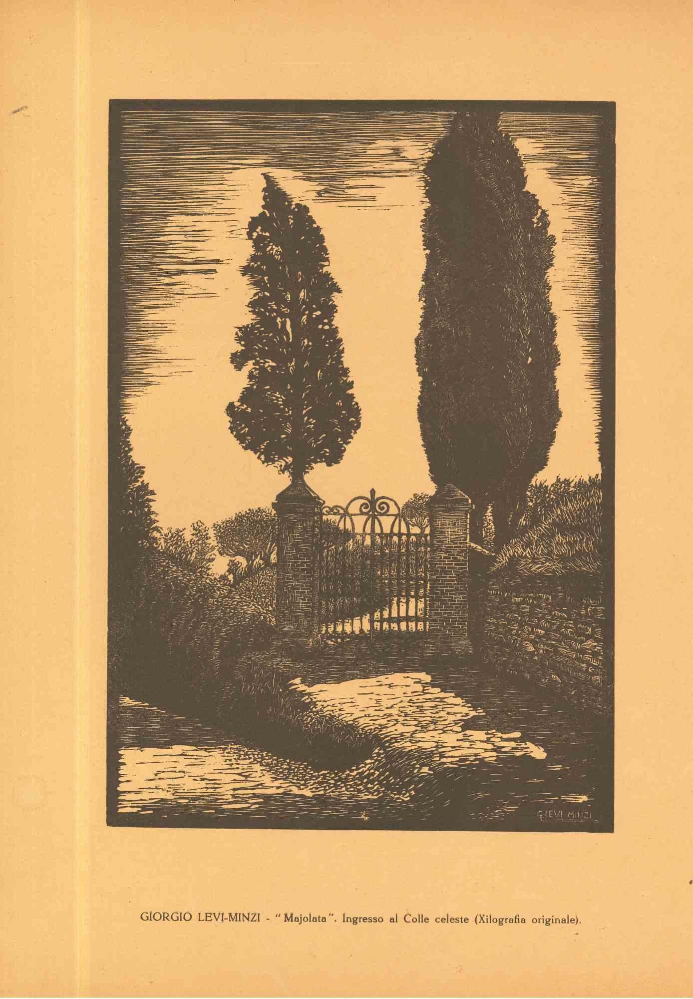 La Majolata - gravure sur bois originale de Giorgio Levi-Minzi - Début du XXe siècle