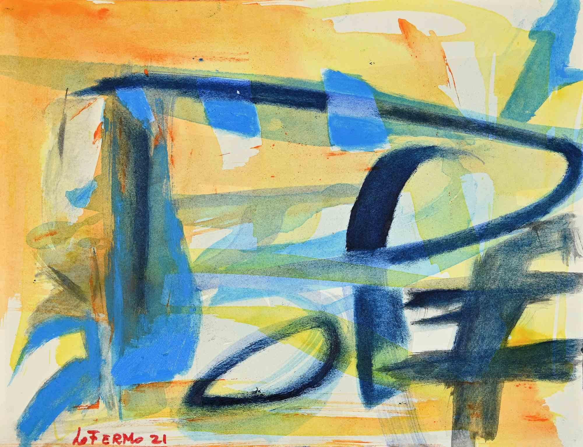 Abstrakte Komposition – Tempera und Aquarell von Giorgio Lo Fermo – 2021