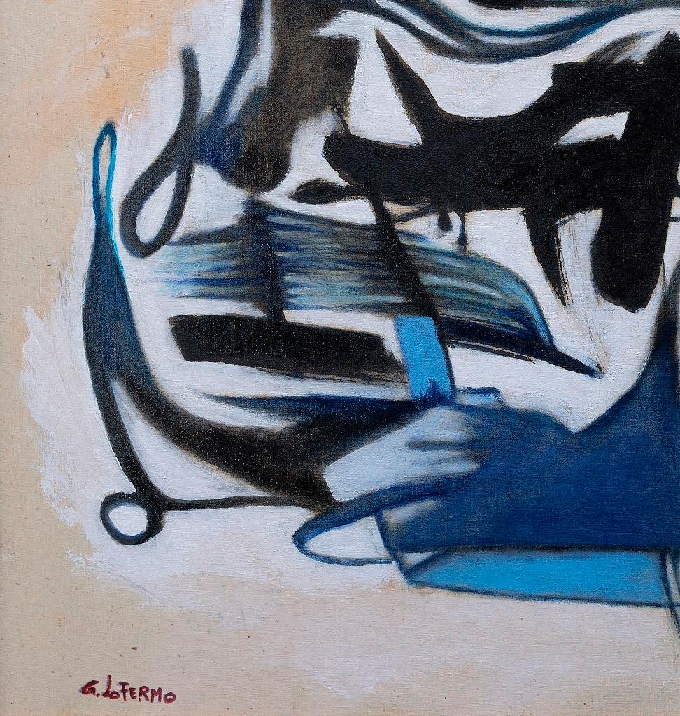 Blue and Black is an original artwork realized by Giorgio Lo Fermo (b. 1947) in 2021.

Original Oil Painting on Canvas.

Hand-signed and dated by the artist on the lower left margin: G. Lo Fermo.

Hand-signed and dated on the back of the canvas