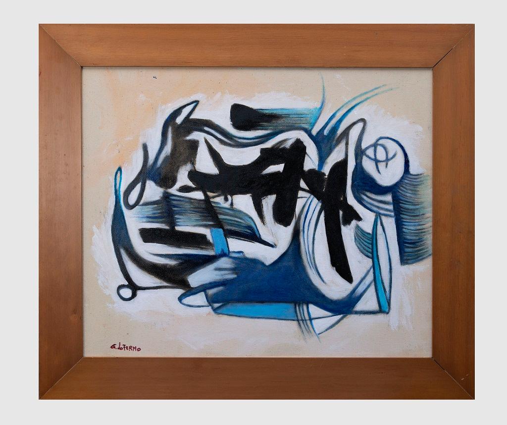 Blue and Black ist ein Originalkunstwerk von Giorgio Lo Fermo (geb. 1947) aus dem Jahr 2021.

Original Ölgemälde auf Leinwand.

Handsigniert und datiert vom Künstler am linken unteren Rand: G. Lo Fermo.

Handsigniert und datiert auf der Rückseite