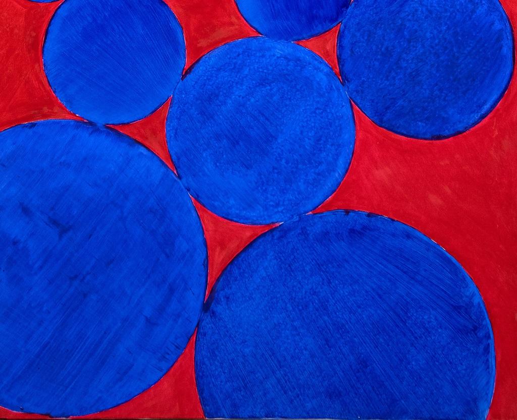 Blue Circles - Oil on Canvas by G. Lo Fermo - 2020 - Painting by Giorgio Lo Fermo