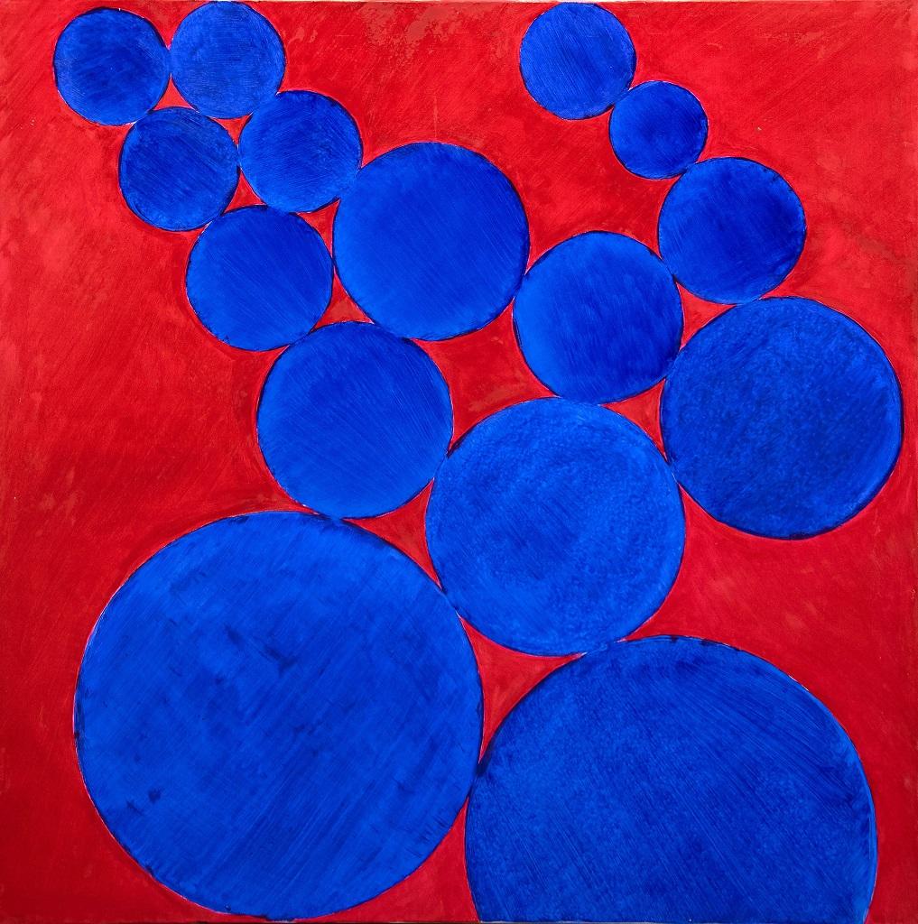 Giorgio Lo Fermo Abstract Painting - Blue Circles - Oil on Canvas by G. Lo Fermo - 2020