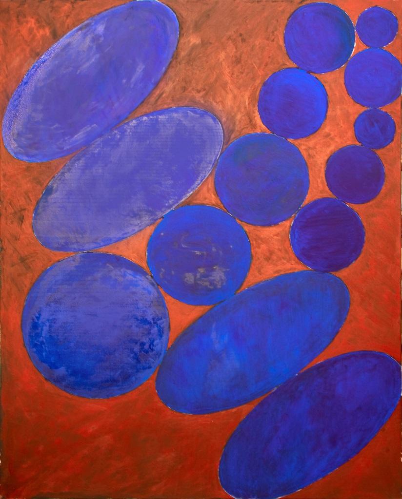 Giorgio Lo Fermo Abstract Painting - Blue Circles - Oil Painting by G. Lo Fermo - 2020