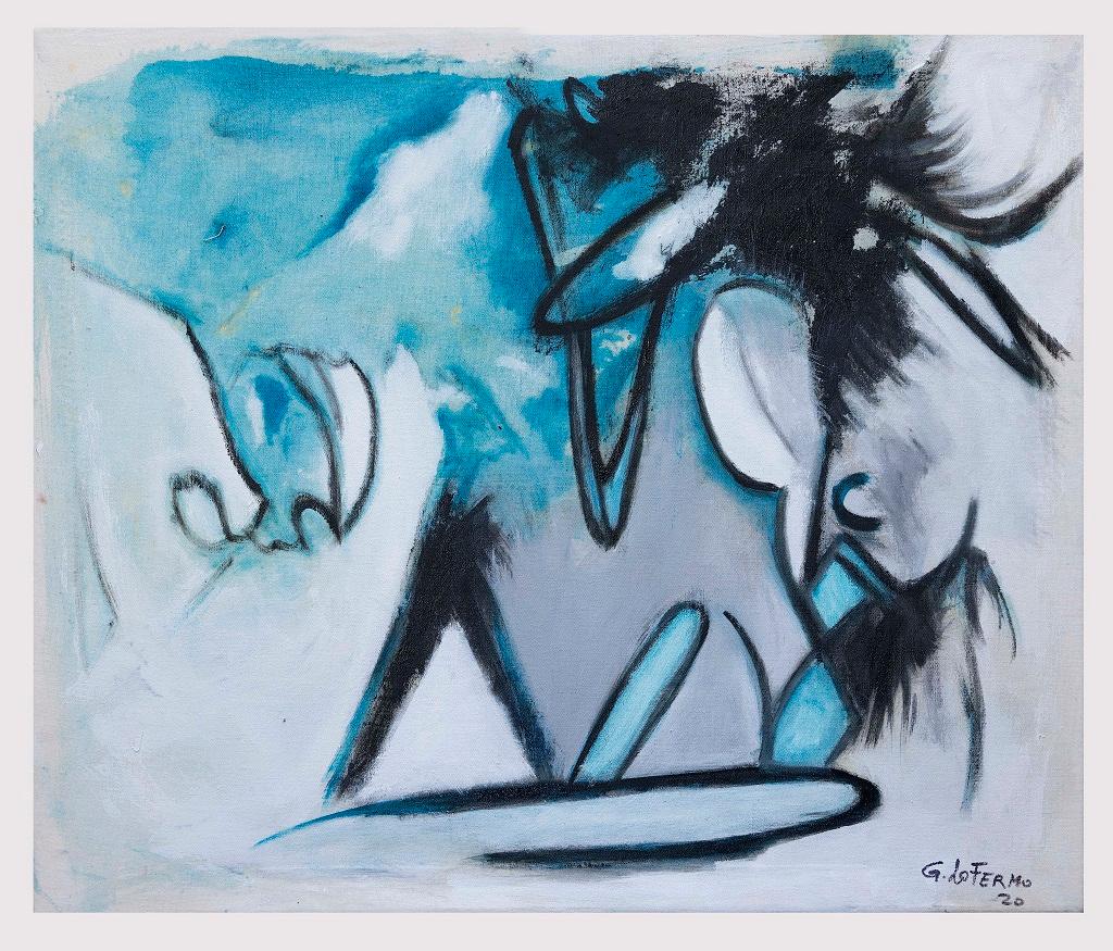 Blue Expressionism is an original artwork realized by Giorgio Lo Fermo (b. 1947) in 2020.

Original Oil Painting on Canvas.

Hand-signed, dated and titled on the back.

Hand-signed and dated by the artist on the lower left margin: G. Lo Fermo