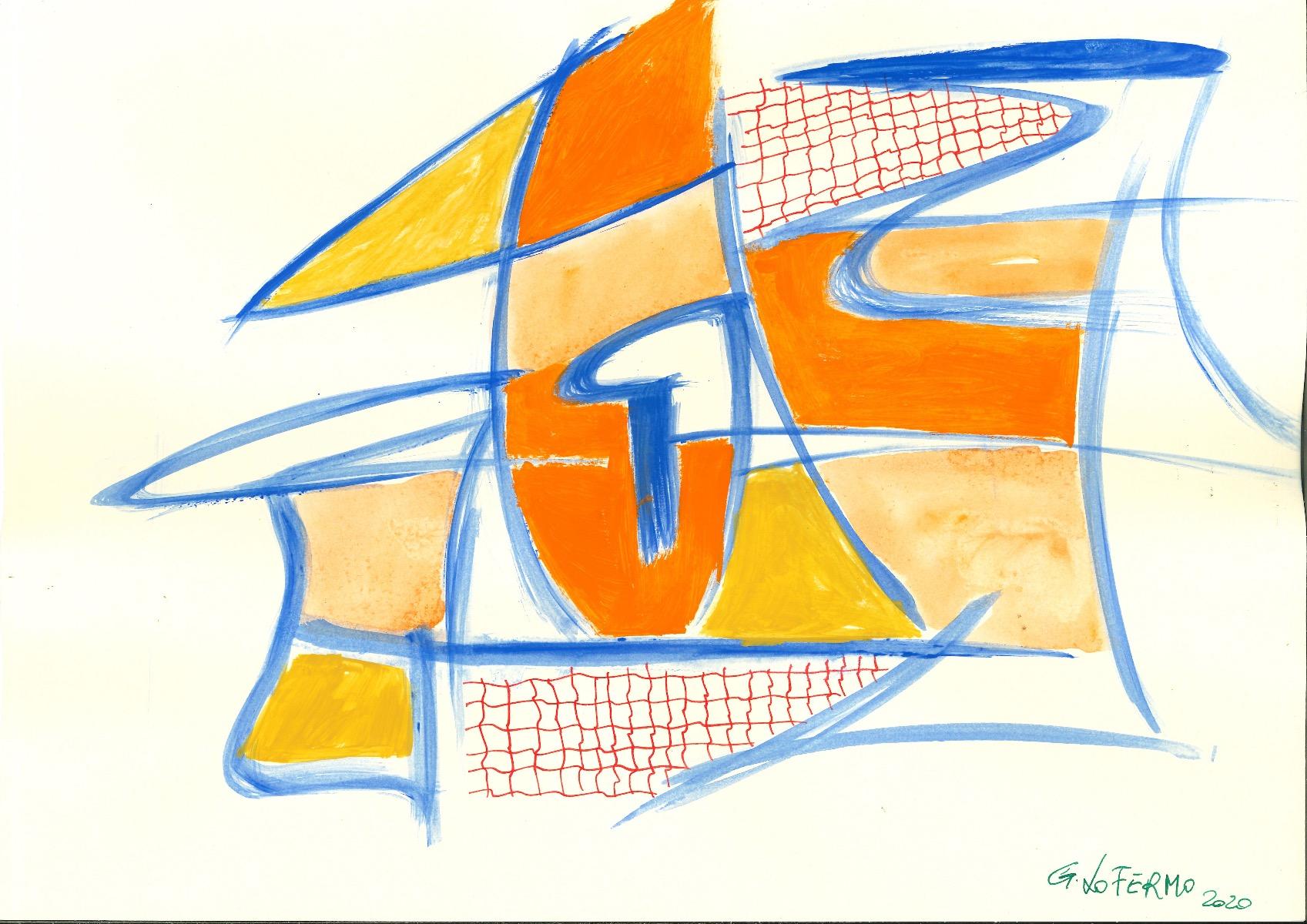 Blue Lines ist ein Originalkunstwerk von Giorgio Lo Fermo (geb. 1947) aus dem Jahr 2020.

Mischtechnik in Tempera und Aquarell auf Papier

Vom Künstler rechts unten handsigniert und datiert

Perfekte Bedingungen.

Giorgio Lo Fermo ist ein