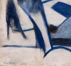 Blue Lines Abstract Expressionist Painting, Oil on Canvas, 2015