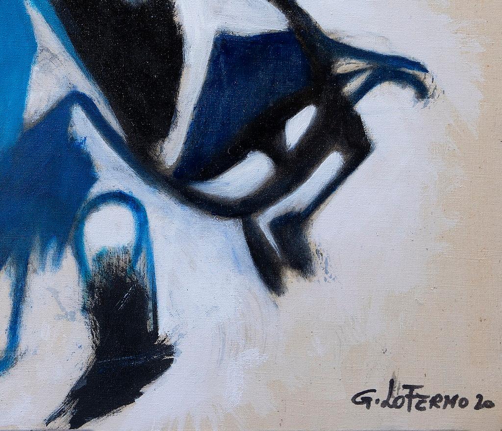 Huile sur toile de forme bleue de Giorgio Lo Fermo - 2020 en vente 2