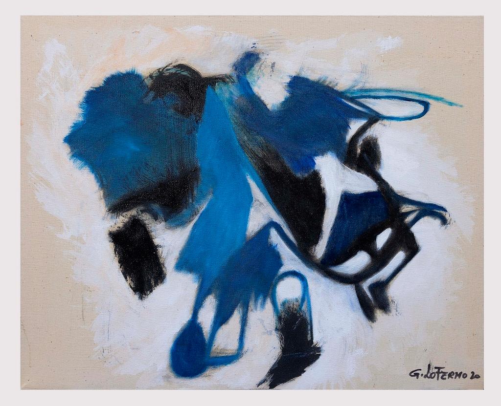 Huile sur toile de forme bleue de Giorgio Lo Fermo - 2020