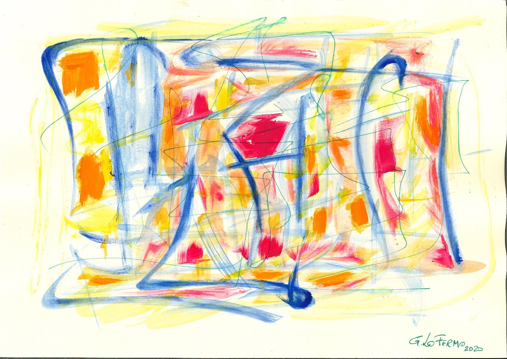 Colored Composition is an original artwork realized by Giorgio Lo Fermo (b. 1947) in 2020.

Tempera and Watercolor on Paper.

Hand-signed and dated by the artist on the lower right

Perfect conditions.

Giorgio Lo Fermo is an Italian painter and