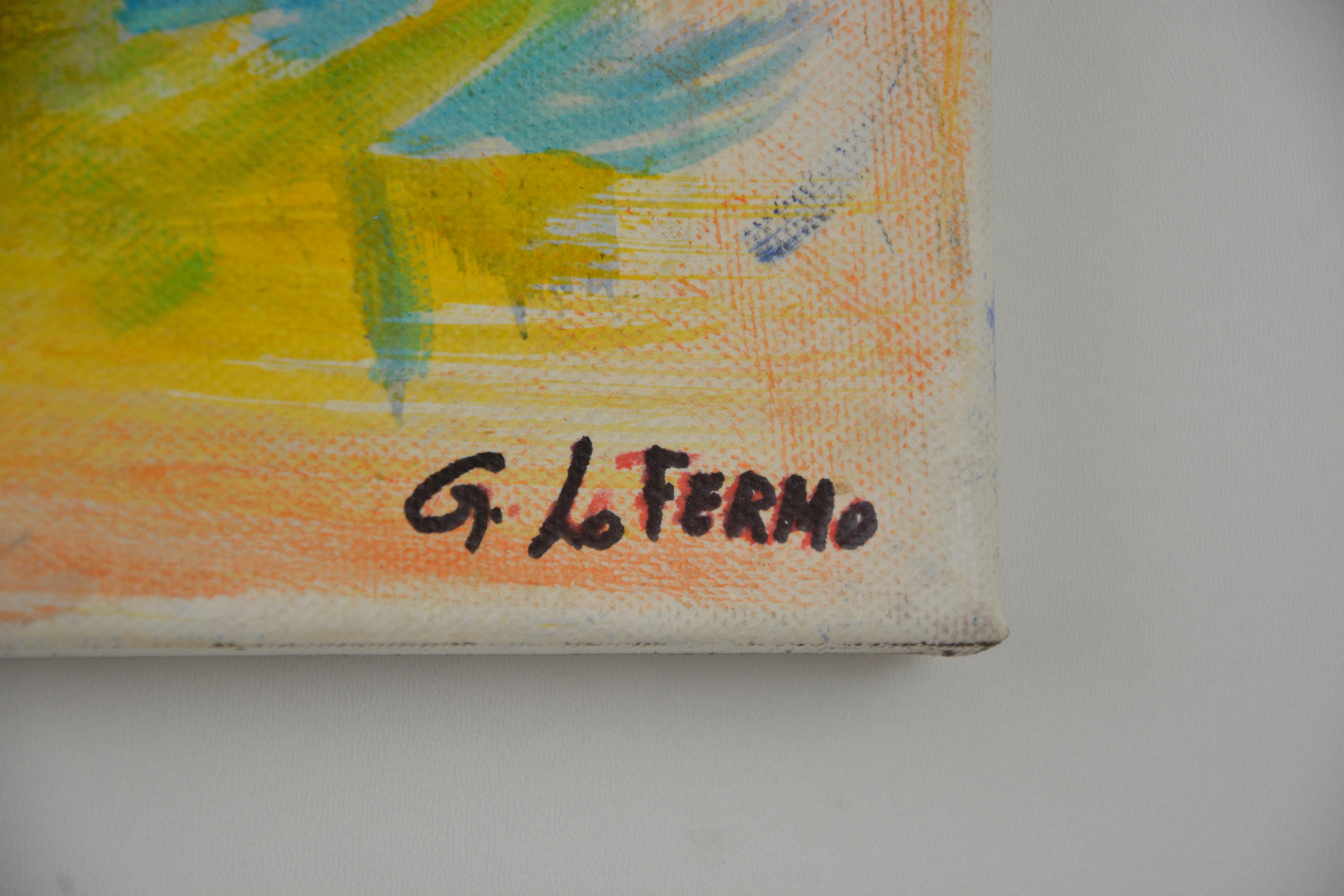 Composition en jaune - Peinture à l'huile 2020 par Giorgio Lo Fermo en vente 1