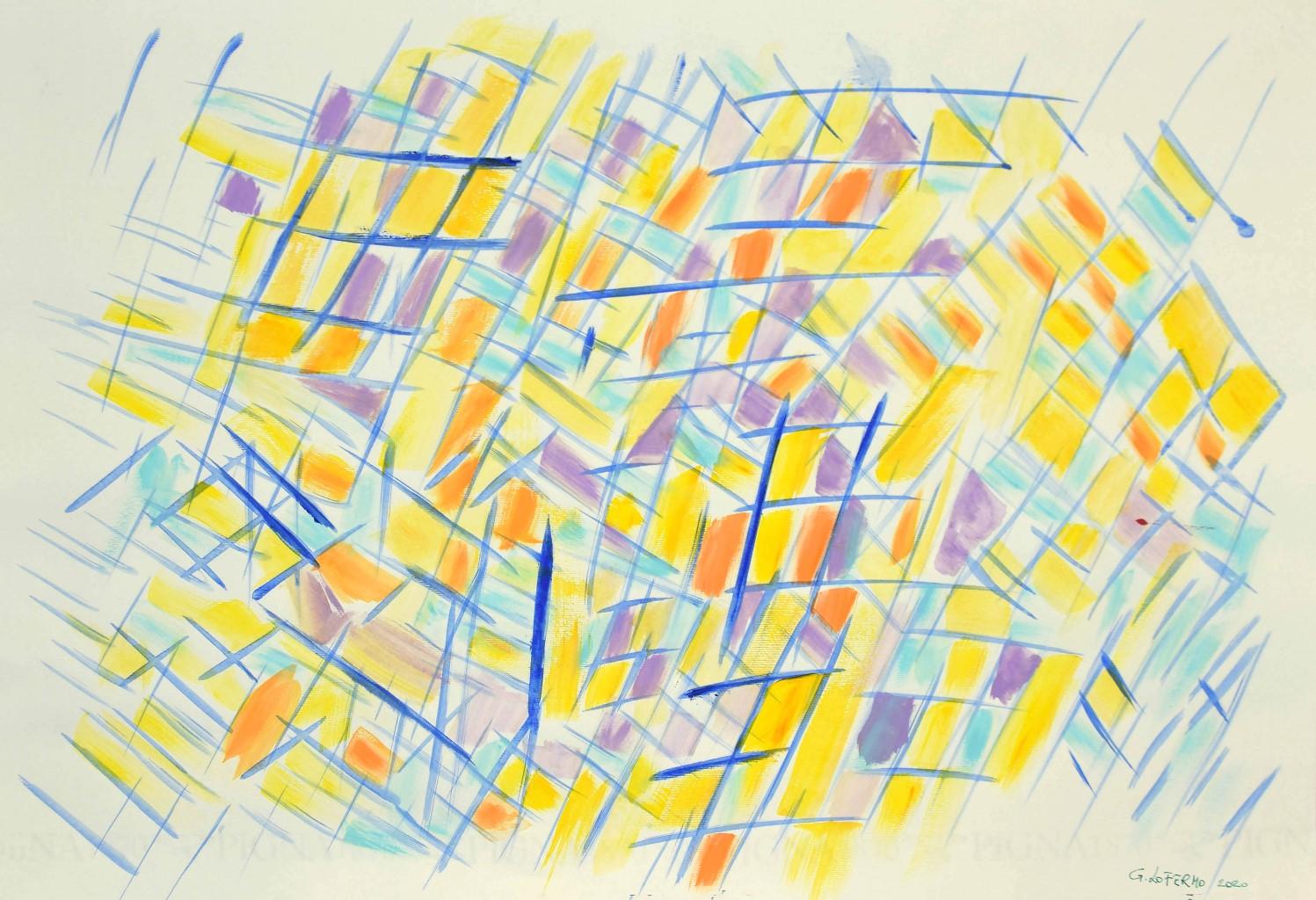 Abstract Painting di Giorgio Lo Fermo - Composizione astratta geometrica - Tecnica mista su carta di G. Lo Fermo - 2020
