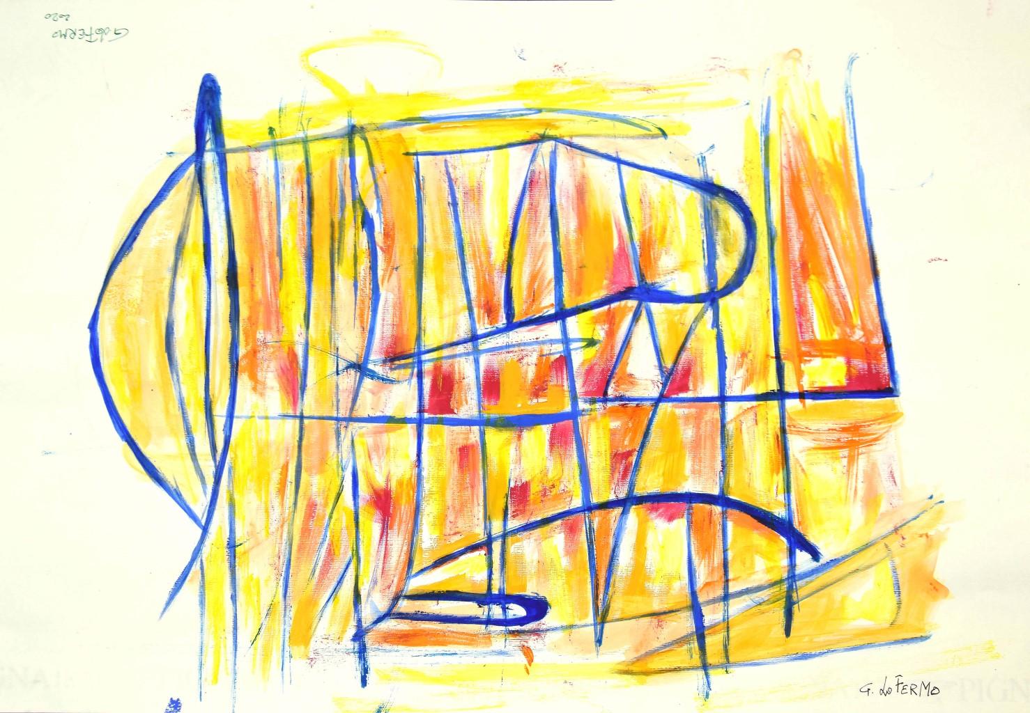 Giorgio Lo Fermo Abstract Painting – Geometrische abstrakte Komposition - Mischtechnik auf Papier von G. Lo Fermo - 2020
