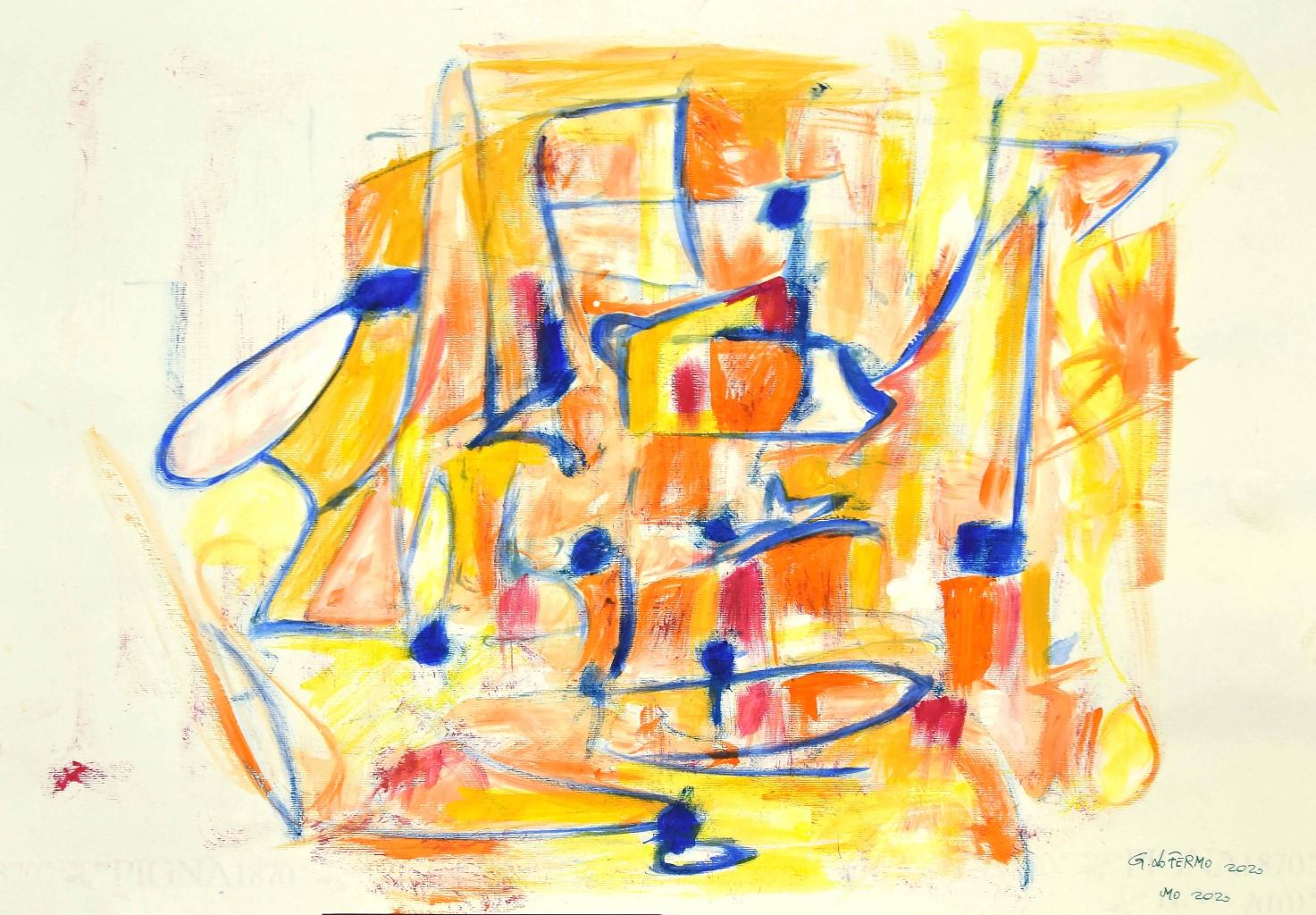 Geometrical Abstract Composition - Mixed Media on Paper by G. Lo Fermo - 2020