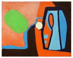 Green Oval on Light Blue Shape - Oil on Canvas - 2013