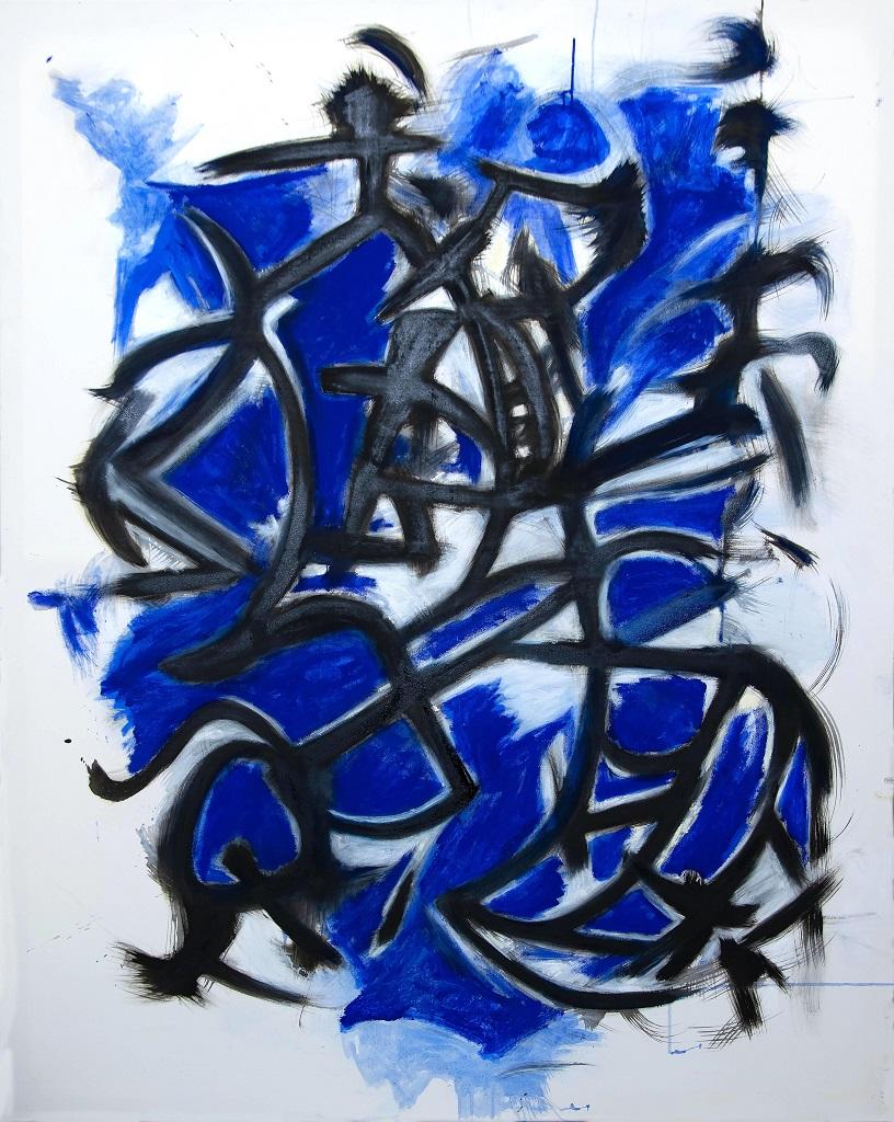 Giorgio Lo Fermo Abstract Painting – Informal Blue – Ölgemälde von G. Lo Fermo – 2020