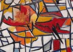 Peinture à l'huile sur toile, de style expressionniste abstrait en mosaïque, signée, 2019
