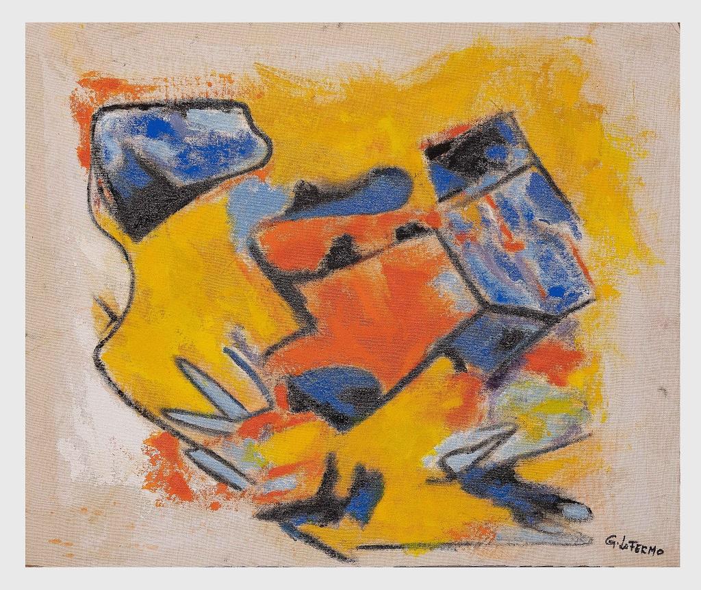 Peinture à l'huile orange et jaune de Giorgio Lo Fermo - 2020