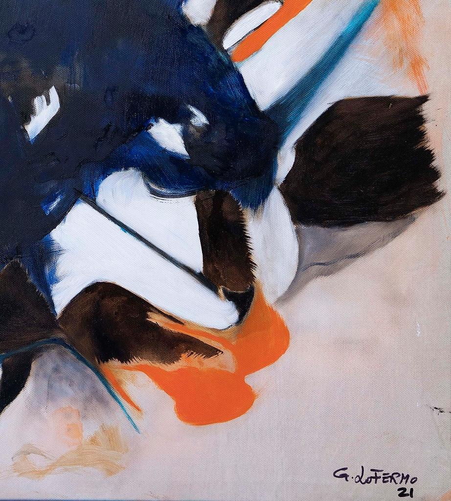 Composition orange - Huile sur toile de Giorgio Lo Fermo - 2021 en vente 1